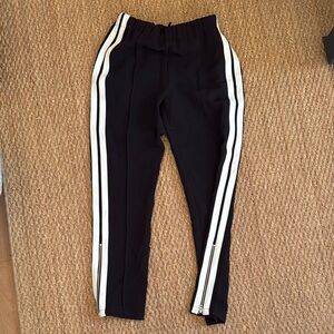 Tag and Bond Black Track Pants with White Stripes